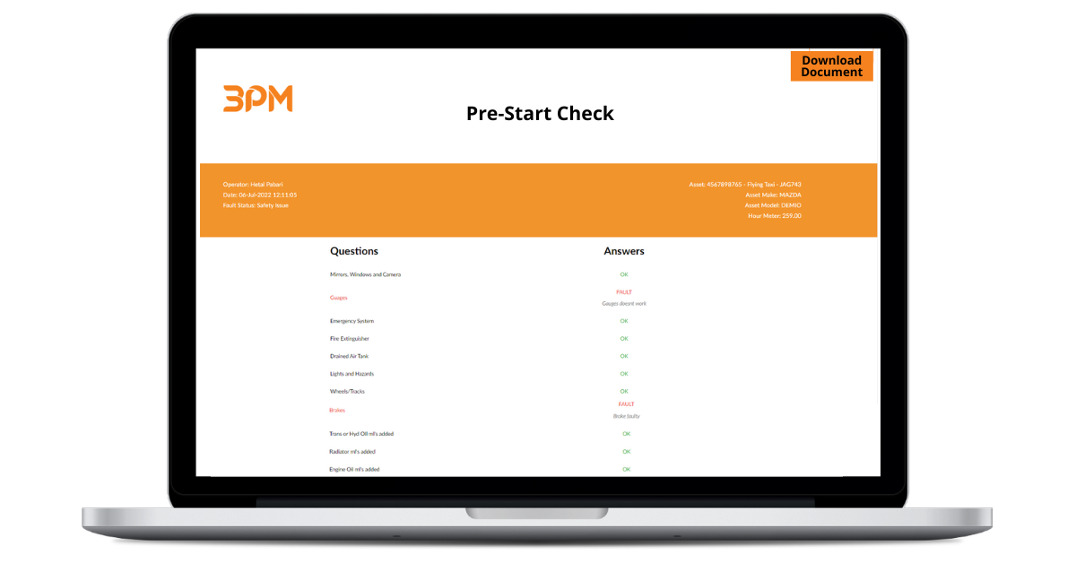 PreStart Check PreStart Check